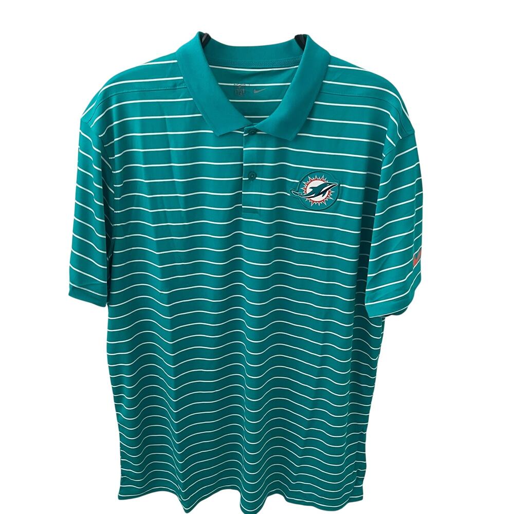 Nike Miami Dolphins On Field Dri-FIT Striped Polo Men’s XL Aqua Teal NFL